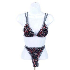 Shein Ditsy Floral Random Print Triangle Bikini Set High Cut Womens Large NEW